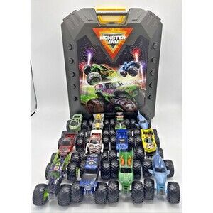 Spin Master Monster Jam Pit Party & Go Truck Carrying Case W/ 12 Trucks